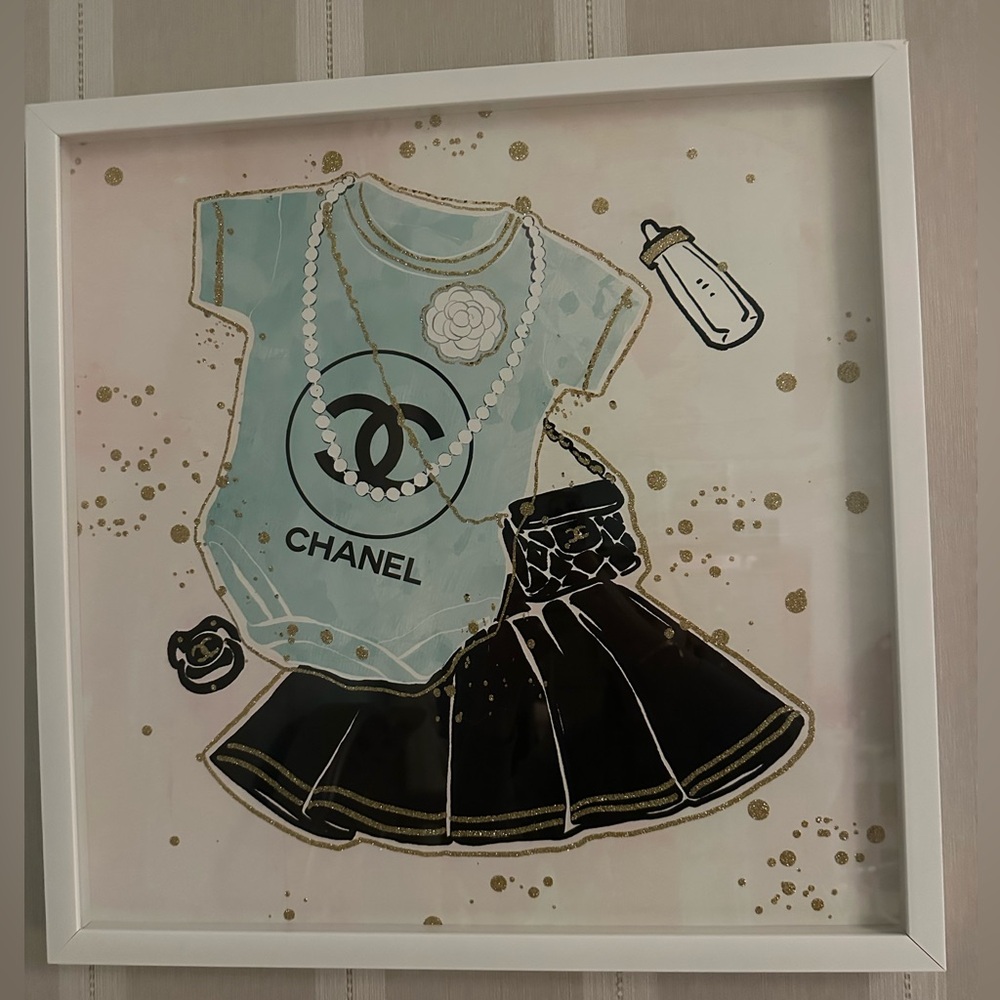 CC Chanel framed nursery print photo for a baby girl